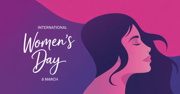 8 march international women's day illustration concept, woman head illustration from side view happy women's day, can use for, landing page, template, ui, web, mobile app, poster, banner, flyer
