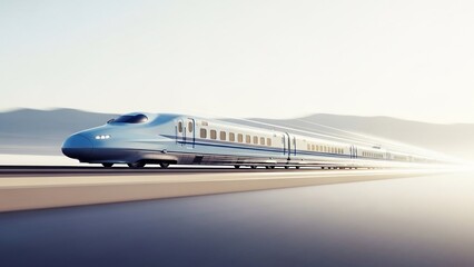 Fototapeta premium High Speed Train Traveling on Railway Track.