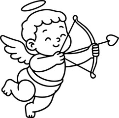 Fototapeta premium Cupid valentines day cute drawing illustration