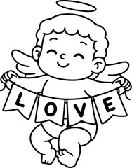 Obraz premium Cupid valentines day cute drawing illustration