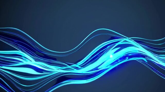 A blue wave with a dark background. The blue color is very bright and the wave is very long