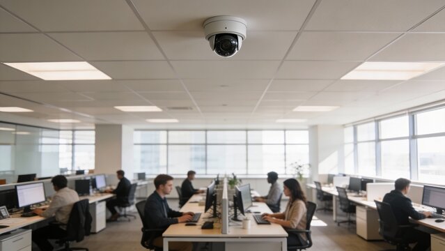 Modern open plan office with diverse men and women working at computers, corporate productivity and teamwork, calm focused mood for business and back to work season