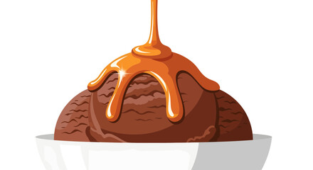 Caramel Sauce Drizzled Over Chocolate Ice Cream