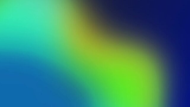 Seamless loop of an abstract, soft, and vibrant gradient background featuring fluid transitions between deep blue, cyan, green, and yellow/gold colors. Ideal for use as overlays or backdrops