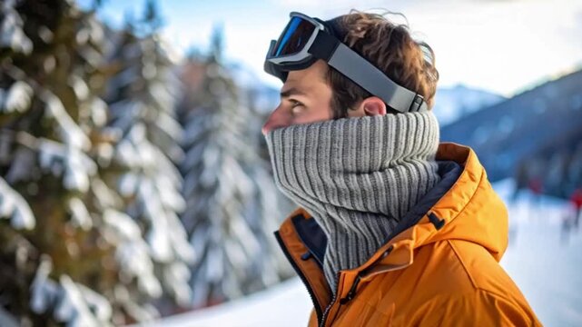 Junger Mann auf der Skipiste