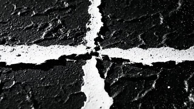 Black Asphalt Road Surface with White Lines.