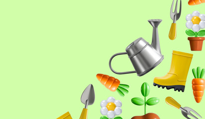 3d garden farm banner vector backgrond