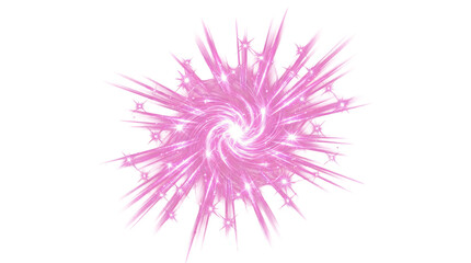 Isolated bright pink energy burst graphic featuring many sharp lines radiating outward from a central white spiral point