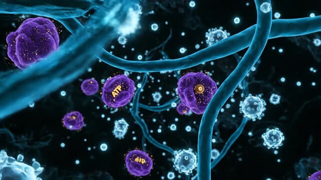 3D Visualization: Journey Through a Living Cell's Cytoplasm with Mitochondria and ER Networks