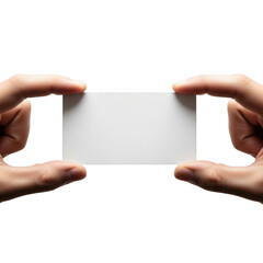 Obraz premium Hands holding blank card isolated on transparent background