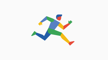 Dynamic running person graphic in a modern, colorful style