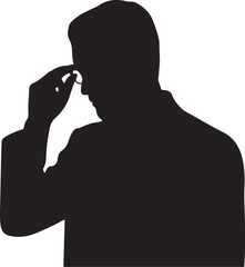 Silhouette of a person talking on a mobile phone black