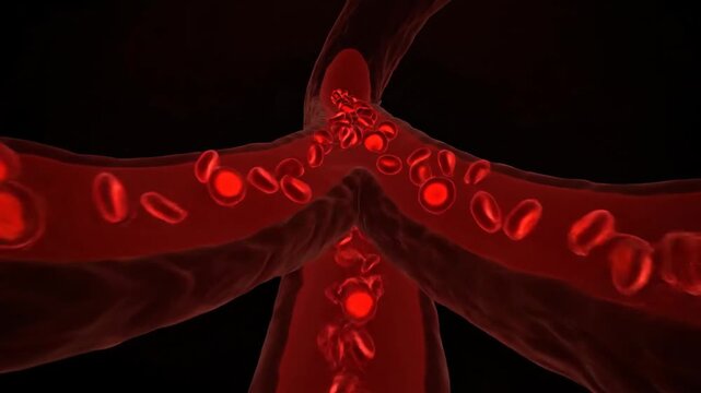 3D Visualization of Red Blood Cells Traveling Through a Bifurcating Blood Vessel