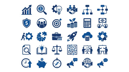 Business, Finance, and Technology Icons Set - Vector Symbols Collection