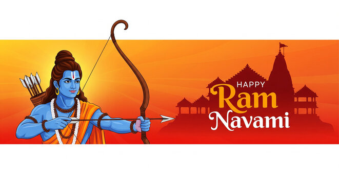 decorative jai shri ram navami greeting banner design