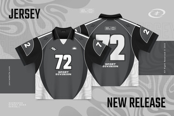 Grey esport jersey front back mockup isometric illustration © Macrovector