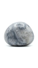 Fototapeta premium Polished gray marble stone with natural veining patterns isolated on white background for spa wellness meditation and home decor applications.