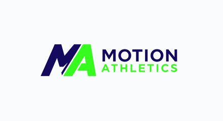Motion Athletics MA logo design for sports and fitness branding.