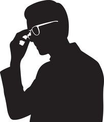 Silhouette of person with sunglasses talking on phone