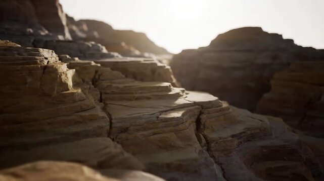 Abstract Rock Structures Close-up dolly shot, slowly revealing intricate matte textures under a soft backlight.