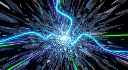 Abstract Explosion of Light and Energy with Neon Waves