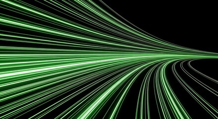 Fototapeta premium A vibrant green light streaks across a dark background in a mesmerizing display