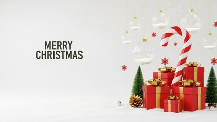 A festive scene with candy canes, presents, and trees celebrating the holiday season