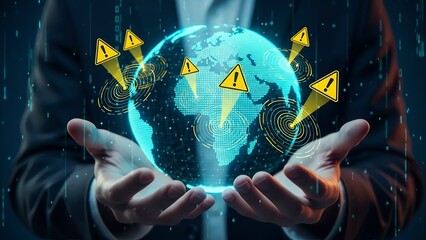 A person holding a glowing globe with arrows symbolizing global connectivity.