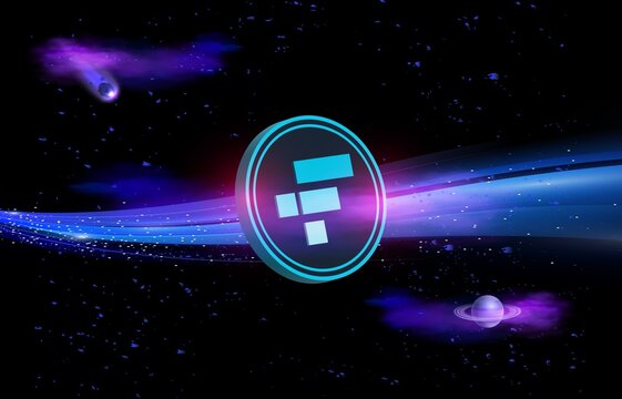 ftx token-ftt cryptocurrency logos on digital background. 3d illustrations.