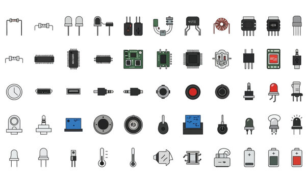 Various vector illustrations of various electronic component icons_26
