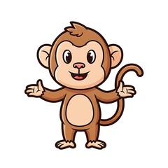 Obraz premium Cartoon Monkey Character with Open Arms.