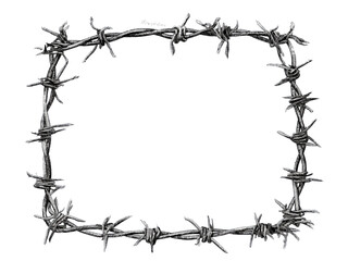 Barbed Wire Rectangle Frame Illustration border sharp isolated on a transparent background