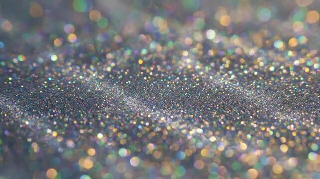 Aqua Ripple Glitter Mesmerizing macro shot of iridescent blue and green glitter, with light mimicking an underwater ripple effect. Gentle caustic patterns dance across the surface, giving an