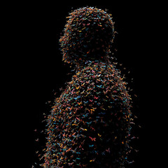 human silhouette consisting of insects