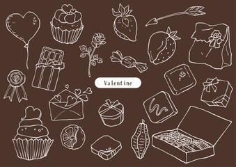 白線のバレンタインアイコンセット