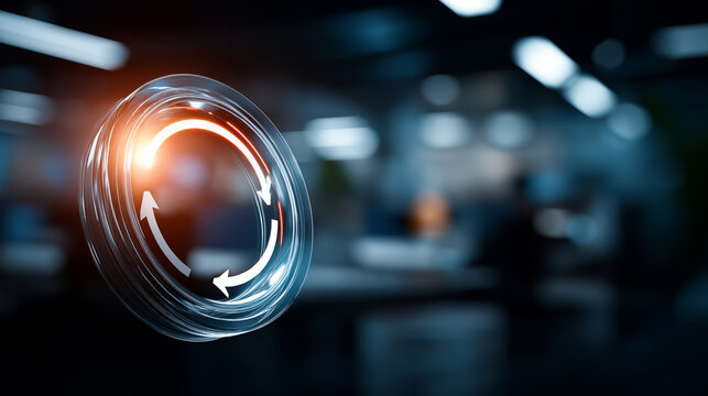 Zero downtime loop symbol displayed as graphic, representing continuous operation and seamless workflow, efficiency concept with circular arrow design, uninterrupted service visual