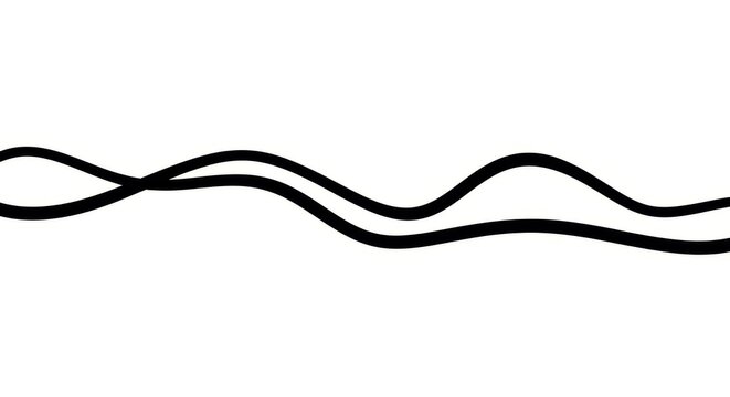 Abstract Wavy Black Lines on White Background - Minimalist Graphic Design Element