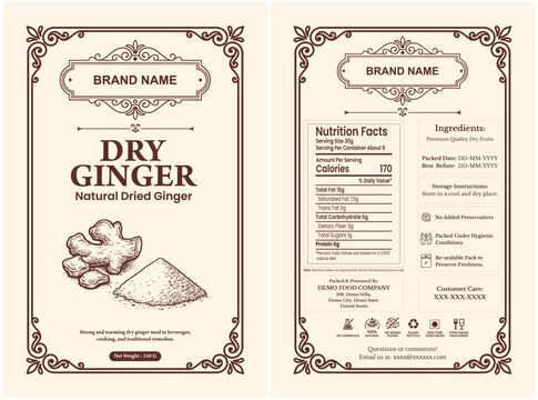 Dry Ginger Powder Packaging Label 