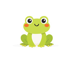 Fototapeta premium Cute Smiling Frog Cartoon Character Flat Vector Illustration