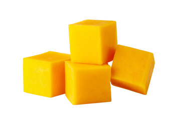 Yellow cheddar cheese cubes snack food transparent background