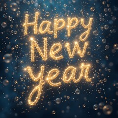 반짝이는 황금색 글꼴의 Happy New Year