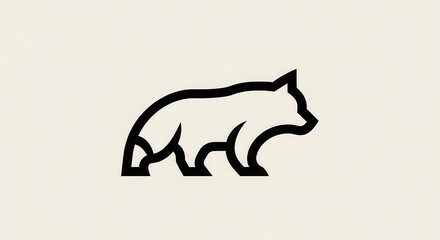 Obraz premium Stylized line art representation of a walking predatory mammal profile facing right