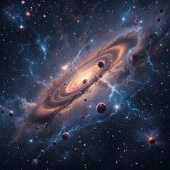 별, 성운, 깊은 우주 색상이 있는 매혹적인 은하계, 섬세하고 신비로운 배경화면에 완벽한 은하계