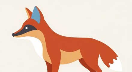 Obraz premium Stylized depiction of a wild canine observed in profile against a pale backdrop