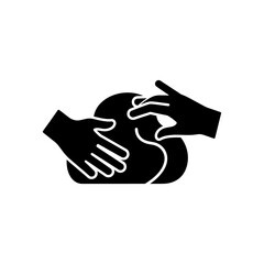 Obraz premium Black solid silhouette vector icon of hands shaping a clay sculpture