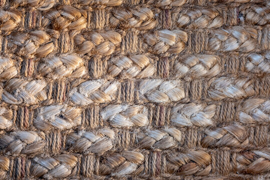 close up of braided jute plant rug