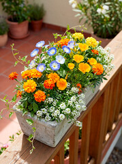 Annual flower mix for balconies with marigold, daisy, California poppy and alyssum