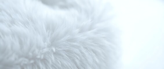 Obraz premium Soft white fluffy fur texture close-up with natural lighting creating gentle shadows and highlights for luxury fashion and comfort concepts.