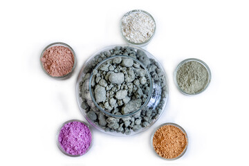 Various Types of Powders and Pigments on Display