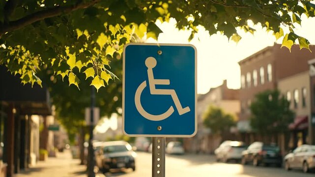 Accessible Parking Sign on Street.